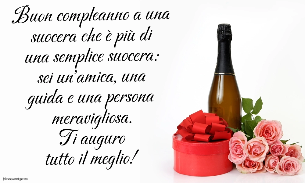 Immagini di Buon Compleanno Suocera: Champagne e fiori