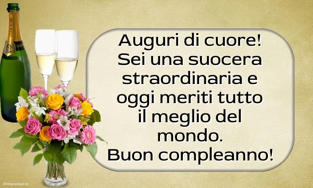 Immagini di Buon Compleanno Suocera: Champagne e fiori