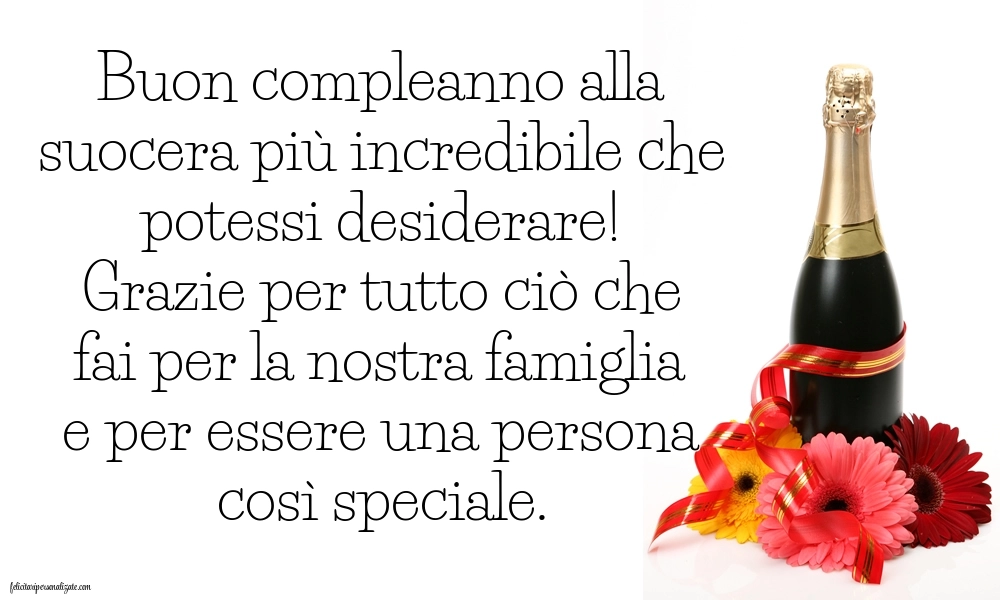 Immagini di Buon Compleanno Suocera: Champagne e fiori