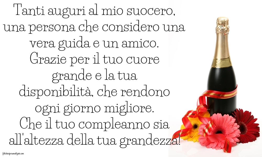 Immagini di Buon Compleanno per Suocero: Champagne e fiori