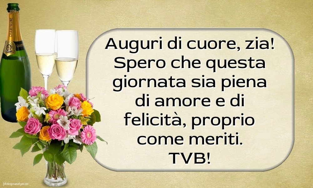 Immagini di Buon Compleanno Zia: Champagne e fiori