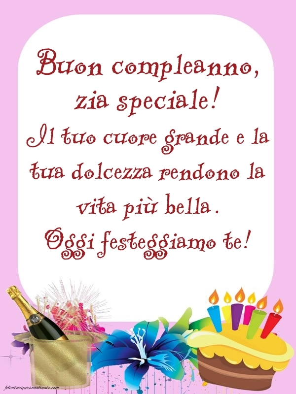 Immagini di Buon Compleanno Zia: Champagne e torta