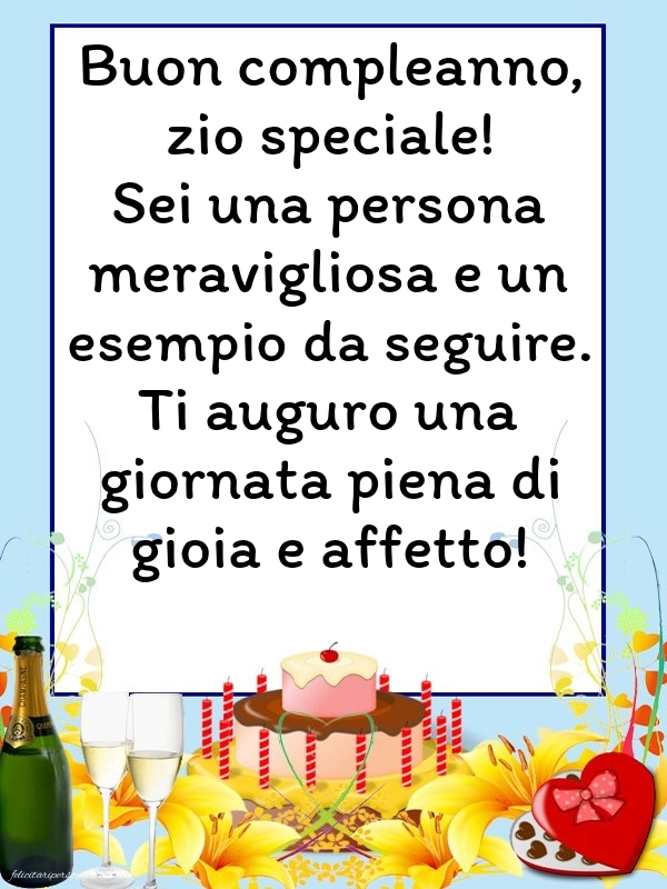 Immagini di Buon Compleanno Zio: Champagne e torta