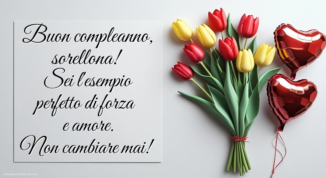 Immagini di Buon Compleanno Sorella Maggiore: Fiori e cuori