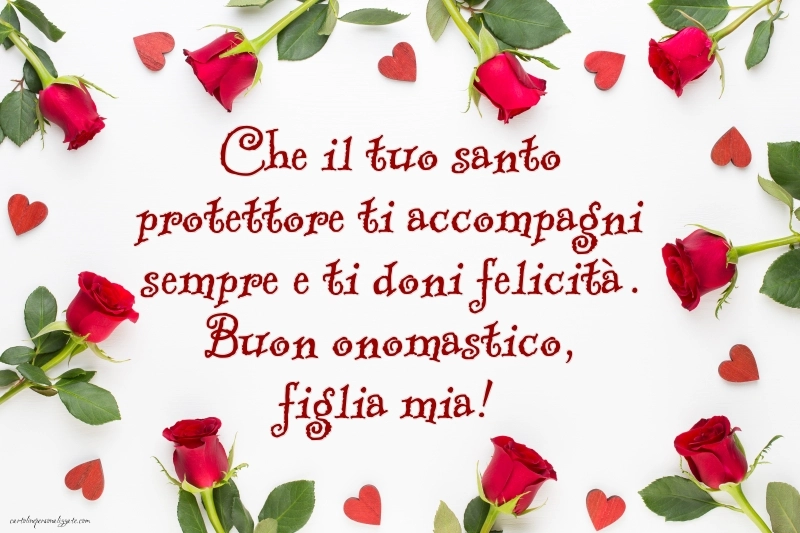Immagini Auguri di Buon Onomastico Figlia: Rose