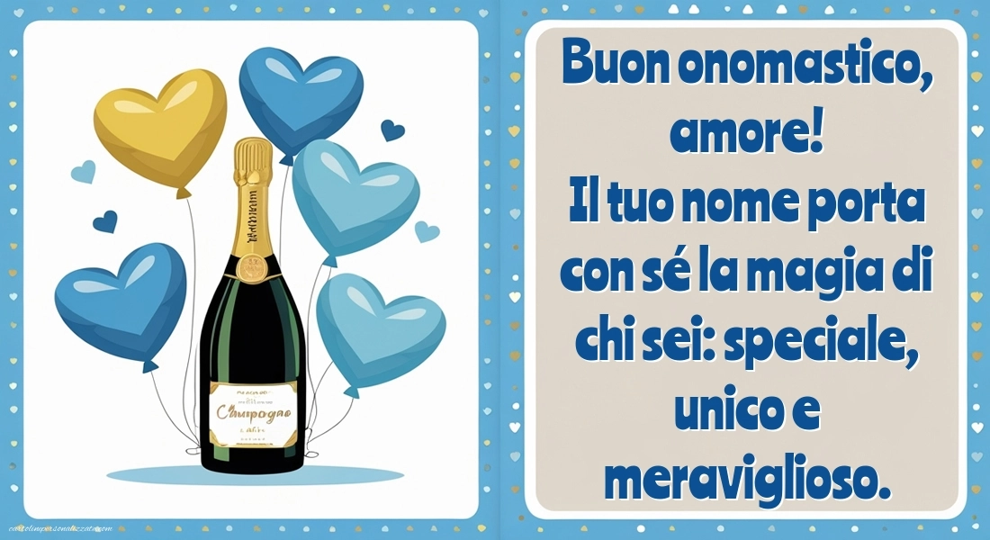 Immagini Auguri di Buon Onomastico Figlio: Champagne e palloncini