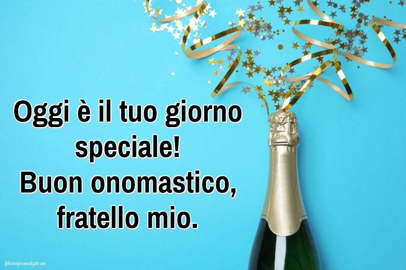 Immagini Auguri di Buon Onomastico Fratello: Champagne e coriandoli