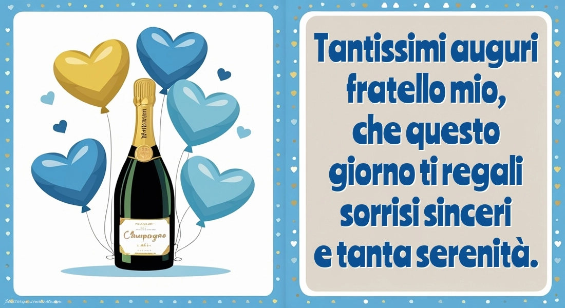 Immagini Auguri di Buon Onomastico Fratello: Champagne e palloncini