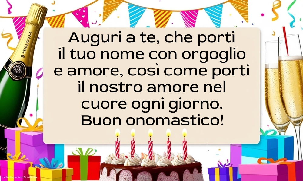 Immagini Auguri di Buon Onomastico Marito: Champagne e torta