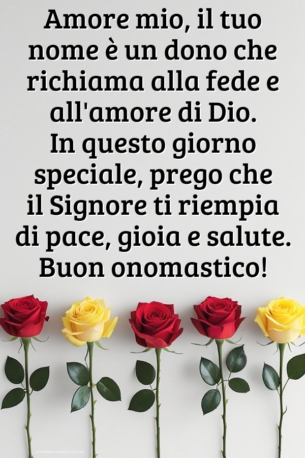 Immagini con frasi di buon onomastico MOGLIE: Rose