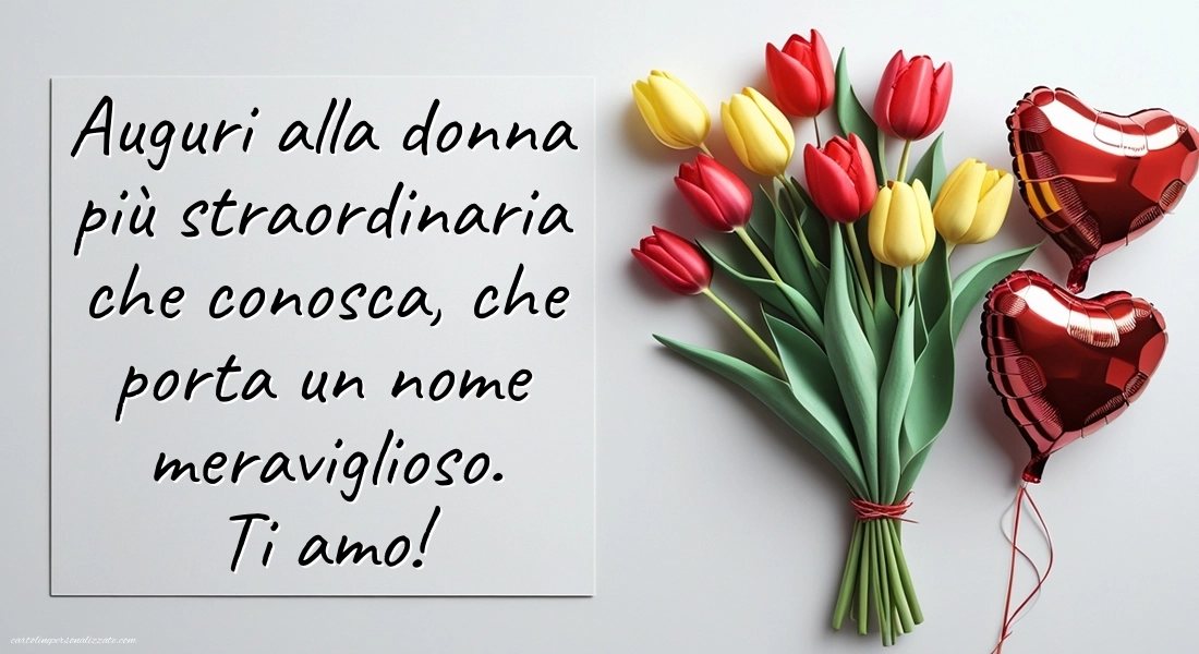 Immagini con frasi di buon onomastico MOGLIE: Fiori e cuori