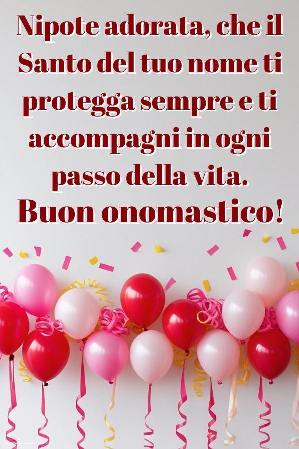 Immagini Auguri di Buon Onomastico Nipote femmina: Palloncini