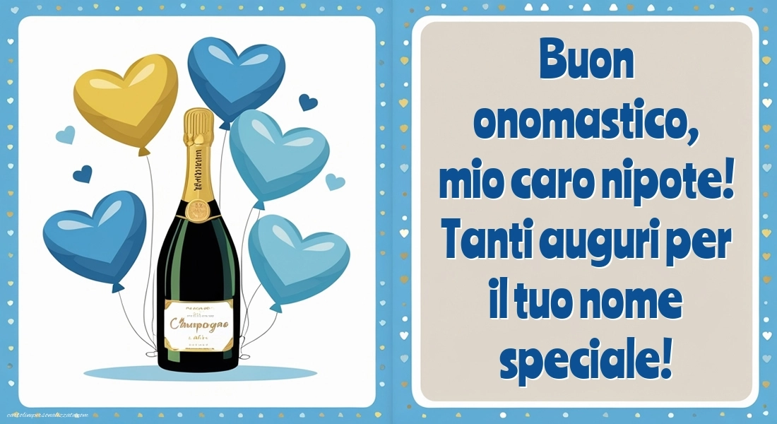 Immagini Auguri di Buon Onomastico Nipote Maschio: Champagne e palloncini