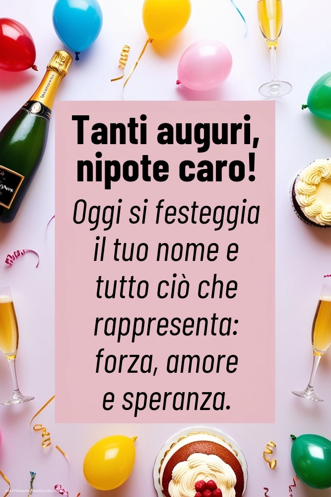 Immagini Auguri di Buon Onomastico Nipote Maschio: Champagne
