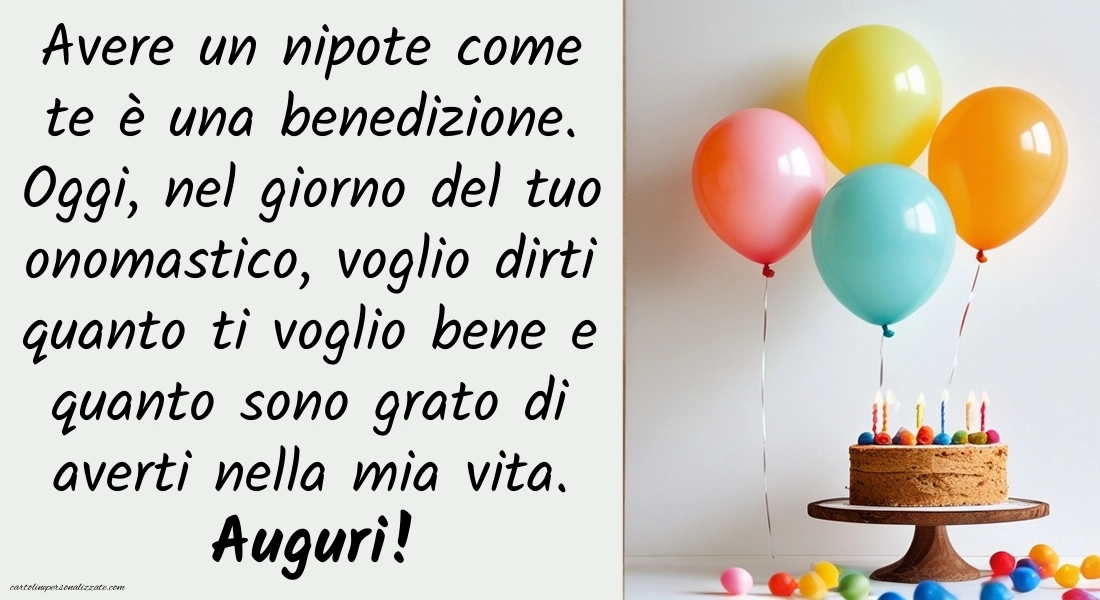 Immagini Auguri di Buon Onomastico Nipote Maschio: Torta e palloncini