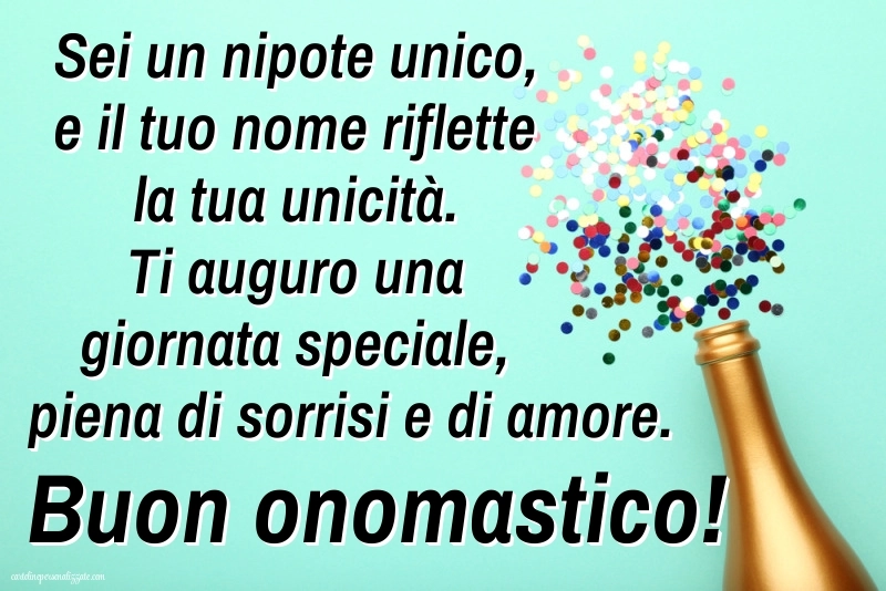 Immagini Auguri di Buon Onomastico Nipote Maschio: Champagne e coriandoli