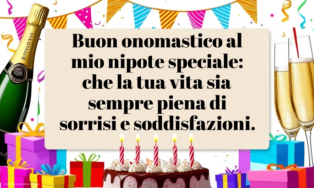 Immagini Auguri di Buon Onomastico Nipote Maschio: Champagne e torta