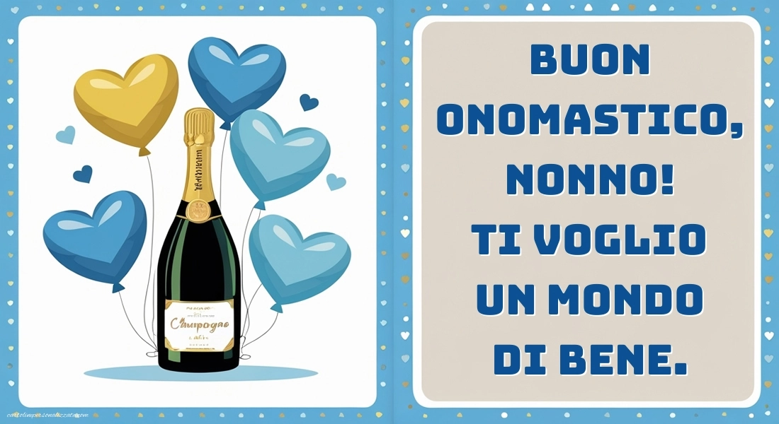 Immagini Auguri di Buon Onomastico Nonno: Champagne e palloncini