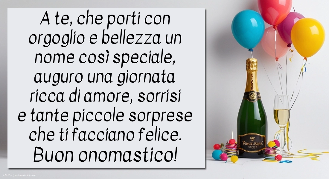 Immagini Auguri di Buon Onomastico Sorella: Champagne e palloncini