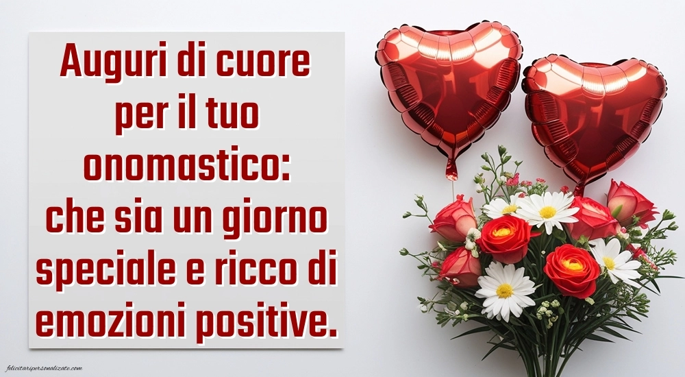 Immagini con Frasi di Buon Onomastico: Fiori e cuori