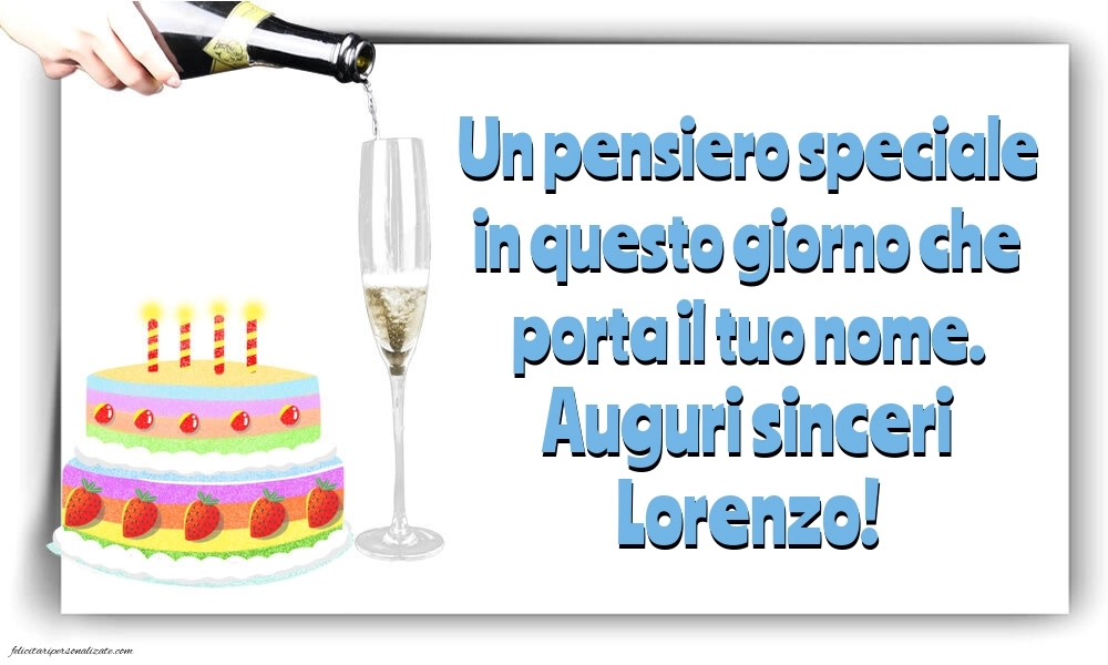 Buon onomastico lorenzo 10 agosto immagini: Champagne e torta