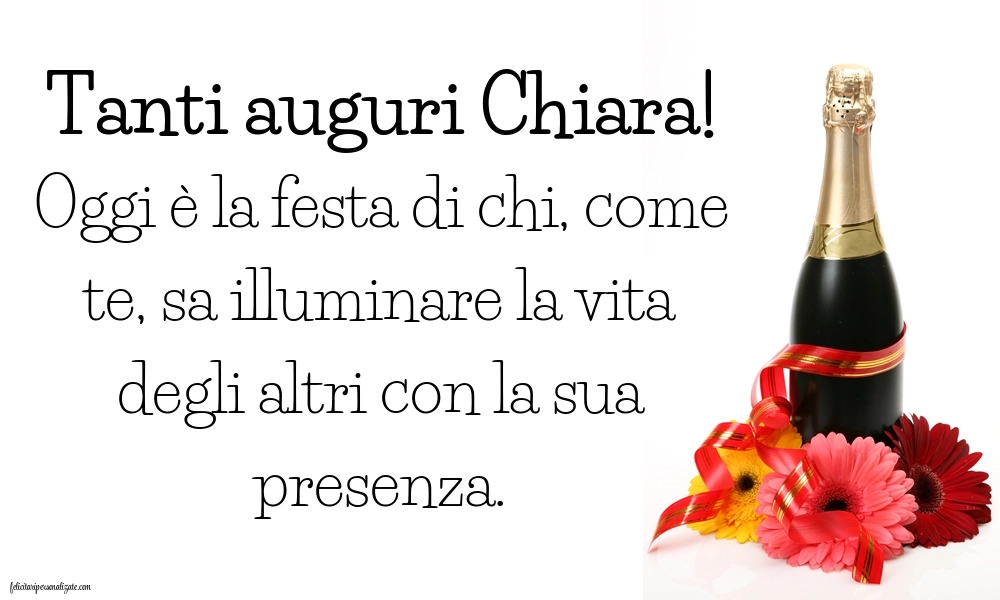 Buon Onomastico Chiara – 11 Agosto – Immagini e Frasi di Auguri Speciali: Champagne e fiori
