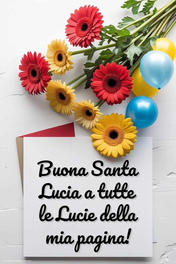 Auguri per Santa Lucia immagini: Fiori e palloncini
