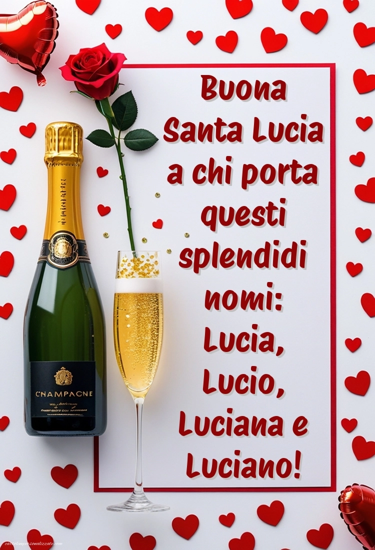 Immagini Auguri Santa Lucia 13 Dicembre: Champagne e rose