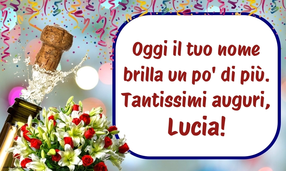 Cartoline Auguri Santa Lucia 13 Dicembre: Champagne e fiori