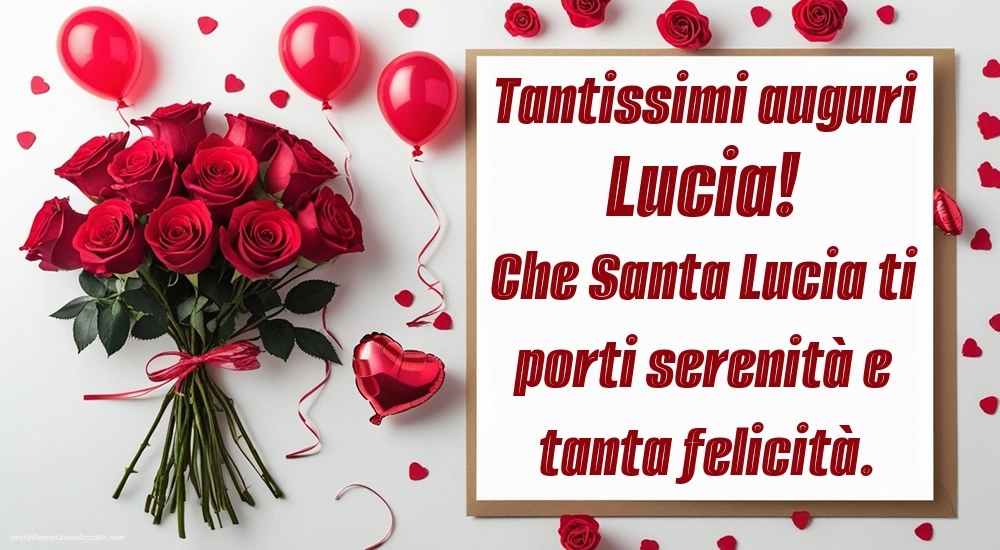 Immagini Auguri Santa Lucia 13 Dicembre: Rose e palloncini