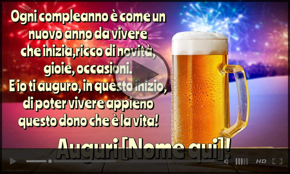 Video auguri di compleanno personalizzati con nome - birra e fuochi d'artificio per gli uomini | Cartoline musicali di compleanno