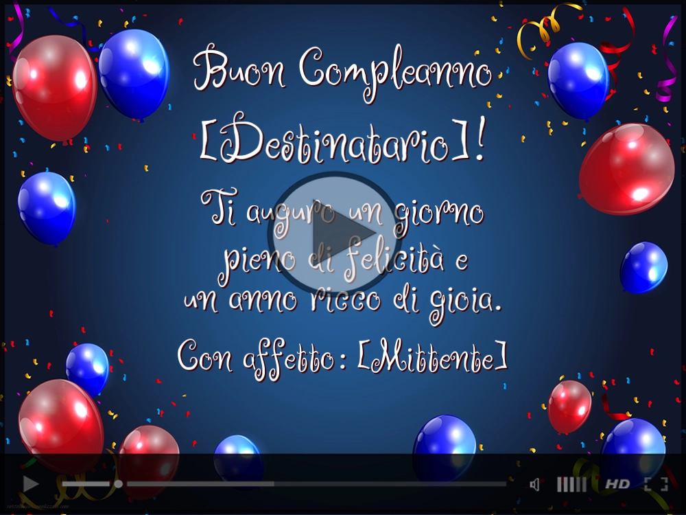 Biglietto d'auguri musicale con palloncini, Buon Compleanno... con affetto... | Cartoline musicali di compleanno