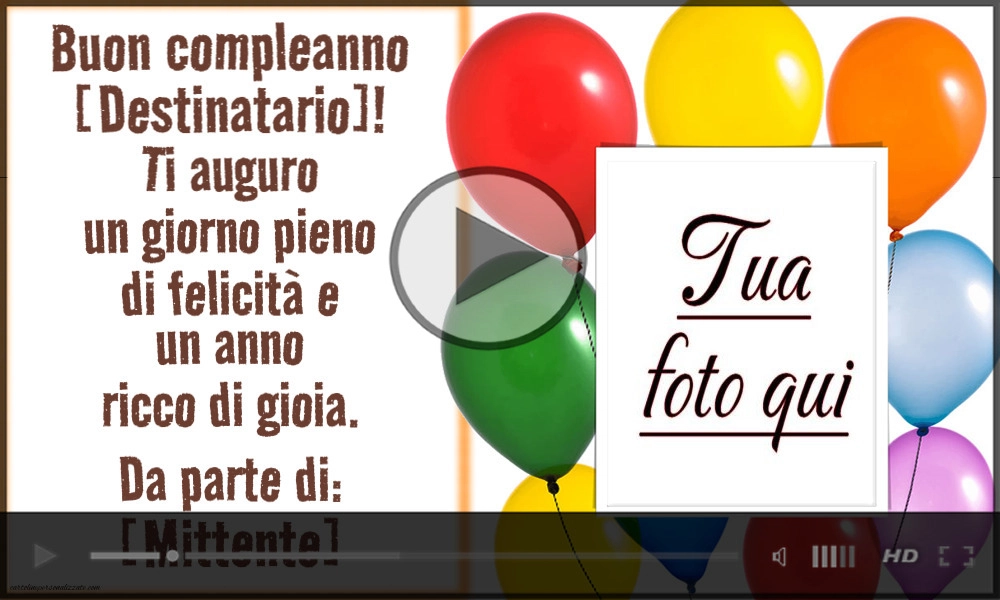 Video auguri di compleanno personalizzati con nome e foto del festeggiato - palloncini | Cartoline musicali di compleanno