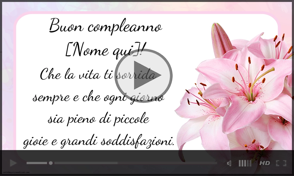 Video di buon compleanno con un bouquet di gigli rosa per le donne | Cartoline musicali di compleanno