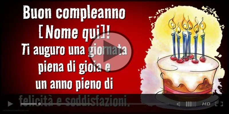 Auguri musicali con torta: buon compleanno... scrivere il nome desiderato | Cartoline musicali di compleanno