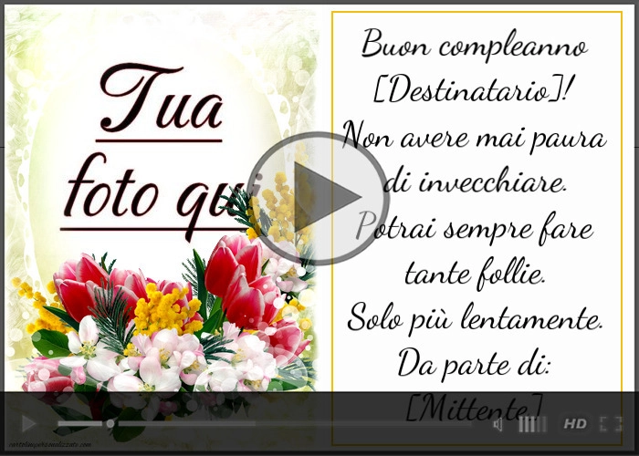 Video personalizzato di auguri con cornice foto - fiori per le donne | Cartoline musicali di compleanno