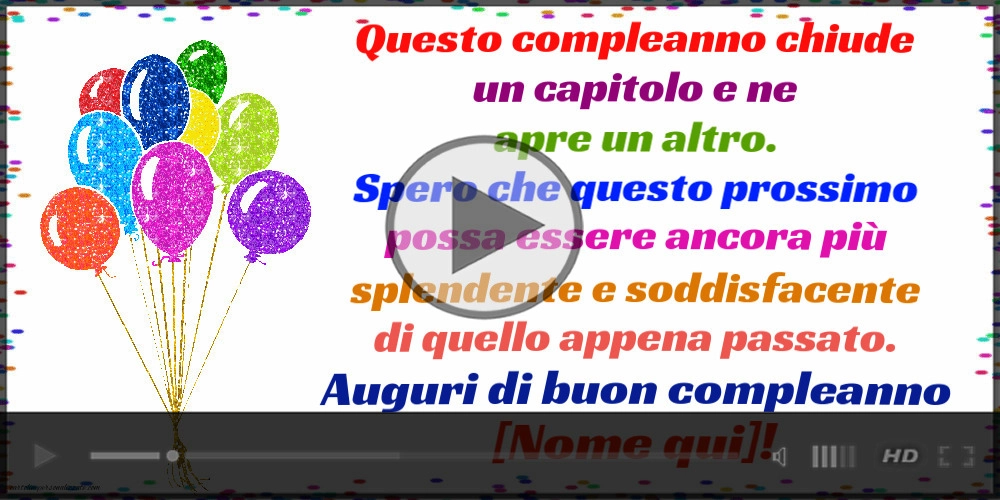 Video auguri di compleanno personalizzati con nome - palloncini colorati | Cartoline musicali di compleanno